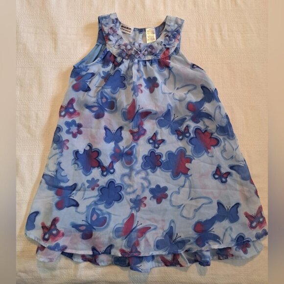 Blueberi Boulevard girls size 6X dress sheer lined fabric shades of blue & red - Picture 1 of 5